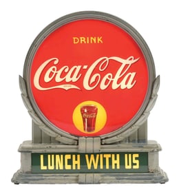 IMPRESSIVE COCA-COLA BRUNHOFF COUNTERTOP LIGHT-UP SIGN