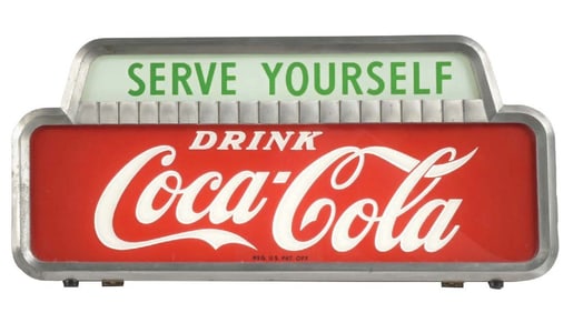LIGHT-UP DRINK COCA-COLA SERVE YOURSELF COUNTERTOP SIGN