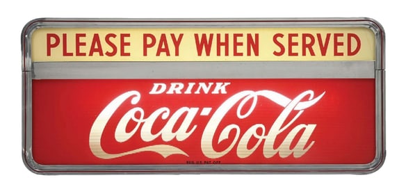 PLEASE PAY WHEN SERVED COCA-COLA LIGHT-UP SIGN