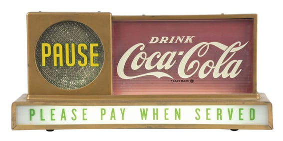 LIGHT-UP COCA-COLA PLEASE PAY WHEN SERVED COUNTER SIGN