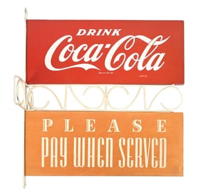 WOODEN COCA-COLA FLANGE SIGN