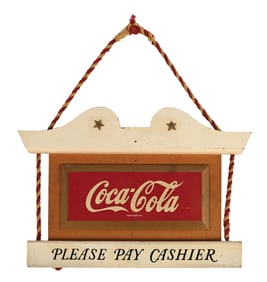COCA-COLA KAY DISPLAY "PLEASE PAY CASHIER" SIGN