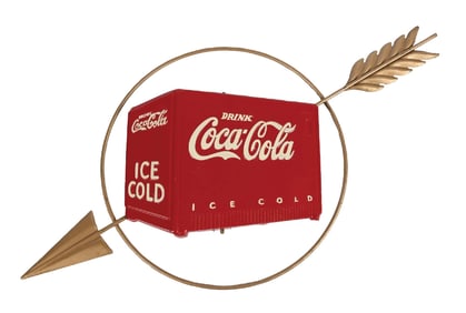 COCA-COLA KAY DISPLAY DIE-CUT COOLER SIGN W/ ARROW
