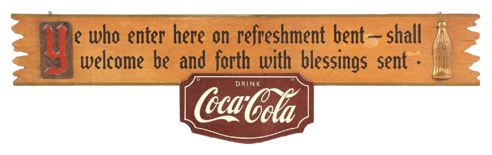 COCA-COLA "YE WHO ENTER" KAY DISPLAY SIGN (1 of 3)