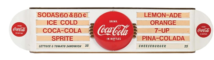 COCA-COLA MENU BOARD W/ BUTTON & WINGS