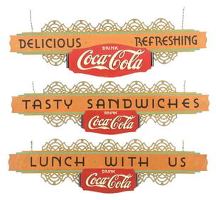 COLLECTION OF 3 COCA-COLA WOODEN DINER SIGNS