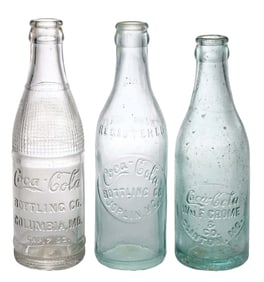 COLLECTION OF 3 COCA-COLA STRAIGHT-SIDED GLASS BOTTLES