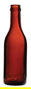 COCA-COLA ATLANTIC CITY, N.J. GLASS BOTTLE: Light amber Atlantic City, New Jersey straight-sided base script. CONDITION: Minimal fleabites and a small nick mid-body. Condition: (8.0). Dimensions: 2 - 1/4" Dia. x 8" T.
