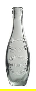 INDIAN ROCK GINGER ALE COCA-COLA SOUTH BOSTON, VA BOTTLE: Clear South Boston, Virginia ten pin with a script logo within mid-body slug, "Indian Rock Ginger Ale" embossed above center slug. CONDITION: An excellent example. Condition: (9.0). Dimensions: 2 - 1/