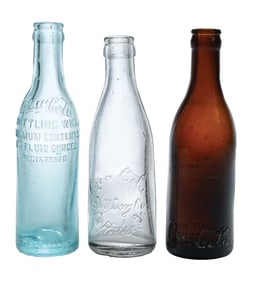 COLLECTION OF 3 COCA-COLA STRAIGHT-SIDED GLASS BOTTLES