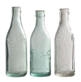 COLLECTION OF 3 COCA-COLA STRAIGHT-SIDED GLASS BOTTLES