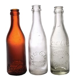 COLLECTION OF 3 COCA-COLA GLASS BOTTLES