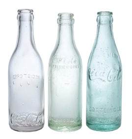 COLLECTION OF 3 COCA-COLA GLASS BOTTLES