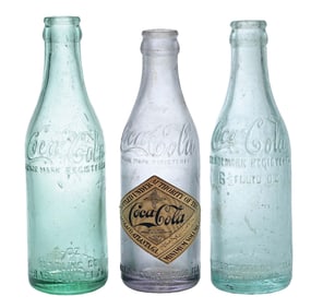 COLLECTION OF 3 COCA-COCA STRAIGHT-BODIED GLASS BOTTLES
