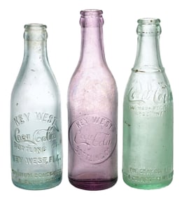 COLLECTION OF 3 COCA-COLA STRAIGHT-SIDED FL. GLASS BOTTLES