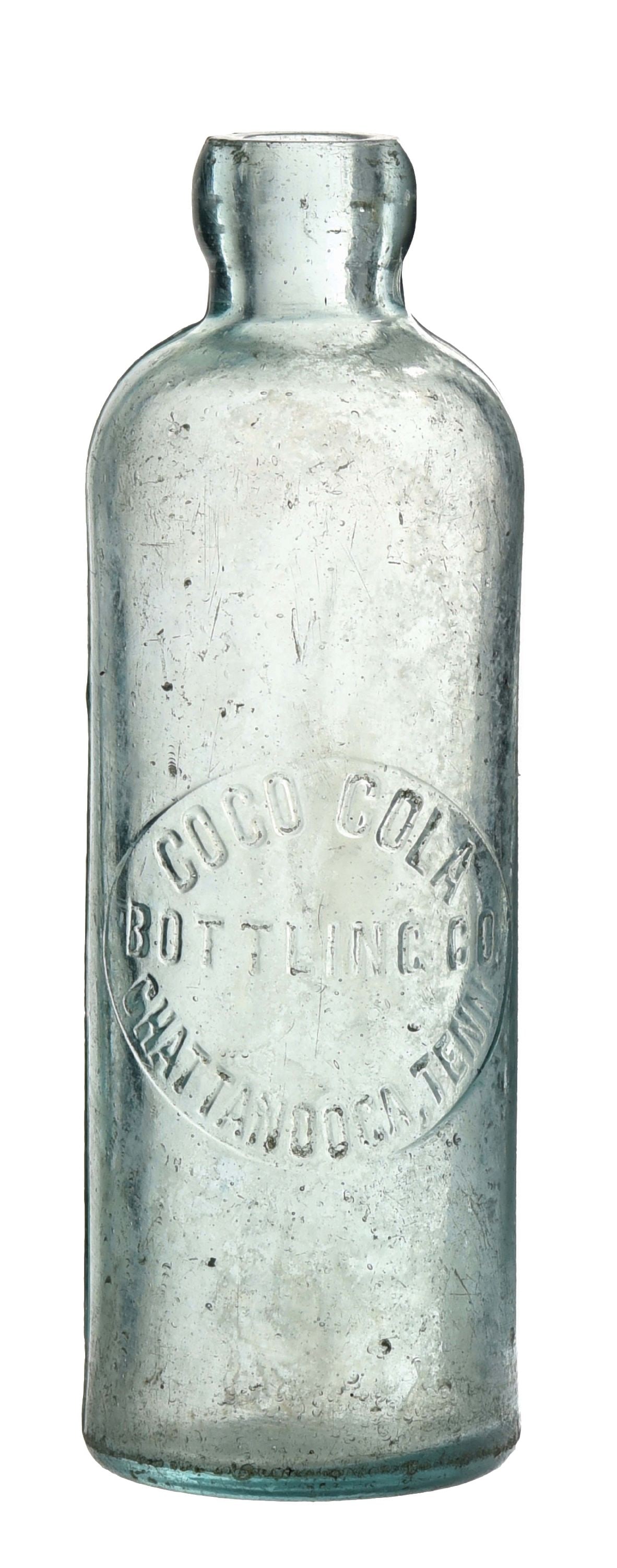 CHATTANOOGA, TENN BOTTLING CO. COCA-COLA BOTTLE: Light aqua Chattanooga, Tennessee Hutchinson bottle, embossed "Coca-Cola Bottling Co. / Chattanooga, Tenn." in block font slug plate mid-body. Some overall scratches, fleabites, chips to the rim, and