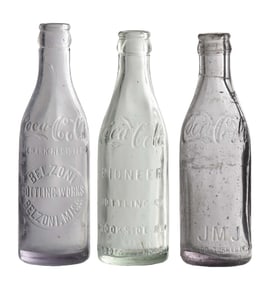COLLECTION OF 3 COCA-COLA GLASS BOTTLES