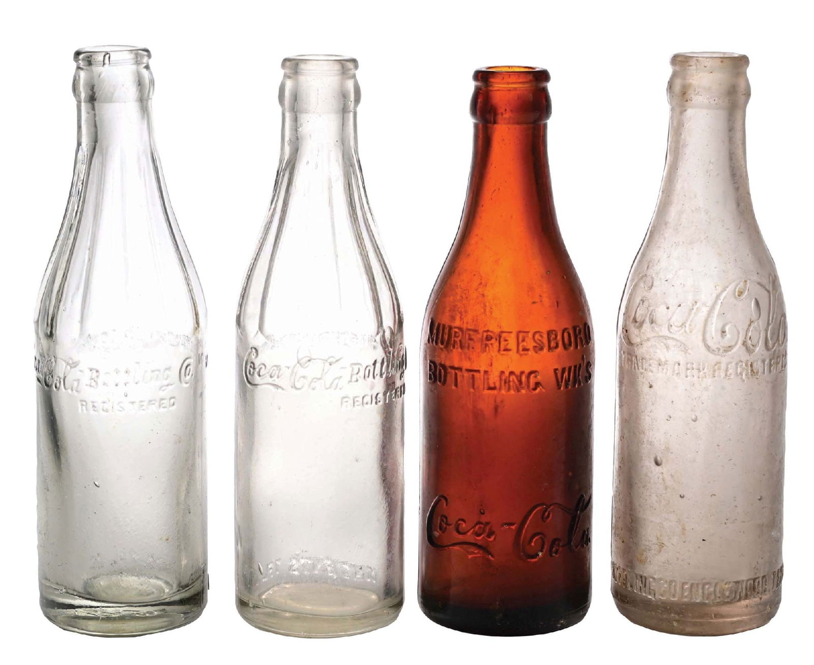 COLLECTION OF 4 COCA-COLA GLASS BOTTLES (1 of 8)