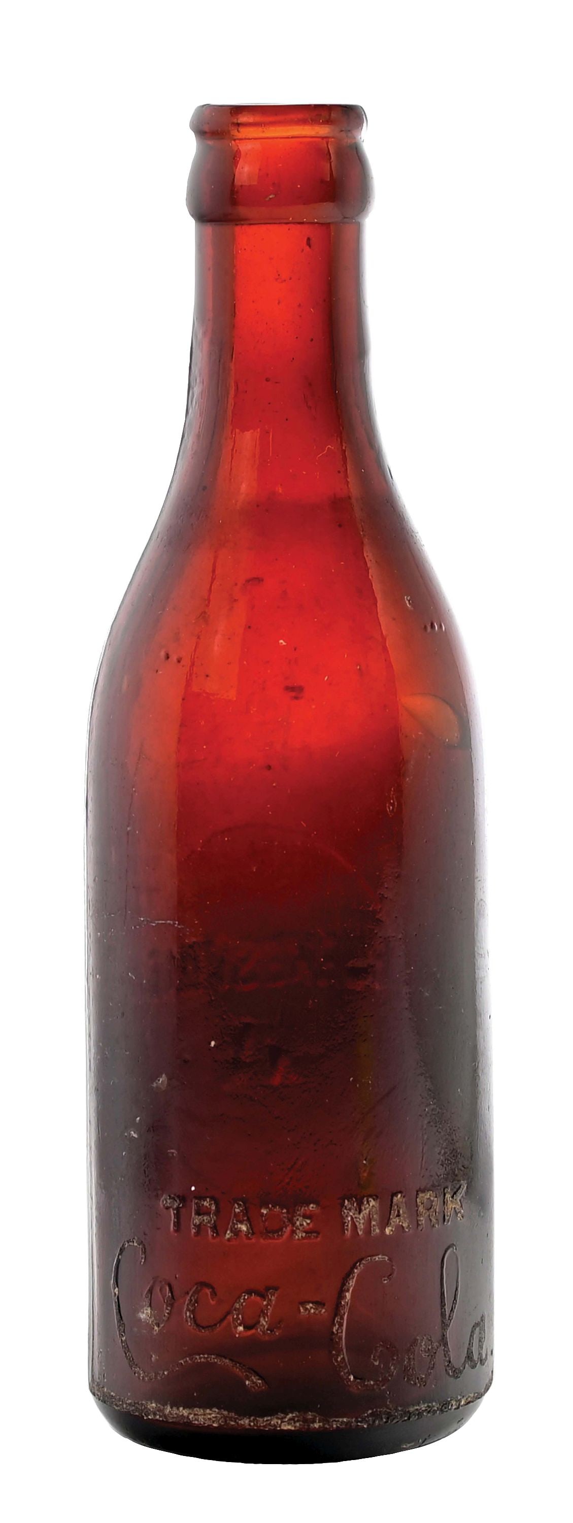 COCA-COLA BURKESVILLE, KY. GLASS BOTTLE: Amber Burkesville, Kentucky base script, embossed on one side at shoulder "Registered", "Burkesville, KY" in oval slug mid-body, Coca-Cola on back at base. CONDITION: Chip on lip and minor bubble on s