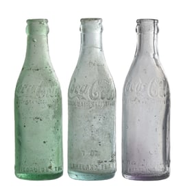 COLLECTION OF 3 GLASS COCA-COLA GLASS BOTTLES