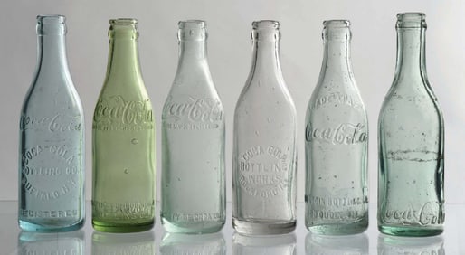 COLLECTION OF 6 COCA-COLA STRAIGHT-SIDED GLASS BOTTLES