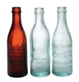 COLLECTION OF 3 COCA-COLA STRAIGHT-SIDED GLASS BOTTLES