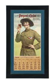1918 PEPSI-COLA CALENDAR W/ MILITARY WOMAN GRAPHIC