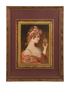 FANTASTIC PEPSI-COLA "THE AMERICAN BEVERAGE" SIGN W/ WOMAN GRAPHIC