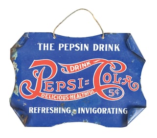 PEPSI-COLA "THE PEPSIN DRINK" HANGING SIGN