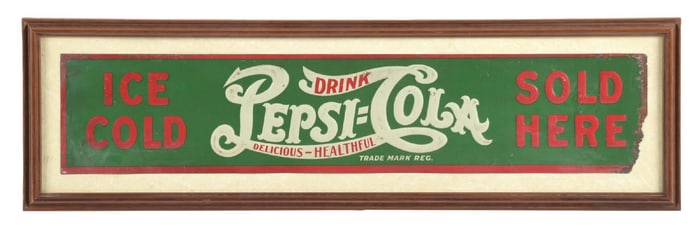 DRINK PEPSI-COLA "ICE COLD SOLD HERE" STRIP SIGN