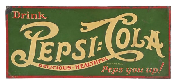 EARLY PEPSI-COLA "PEPS YOU UP" SIGN