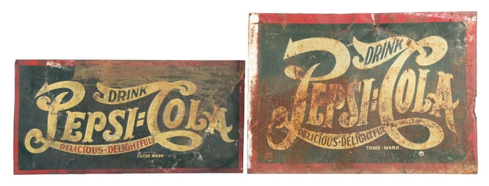 COLLECTION OF 2 EARLY PEPSI-COLA SCRIPT SIGNS