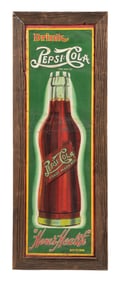 DRINK PEPSI-COLA "HERE'S HEALTH" SIGN W/ BOTTLE GRAPHIC