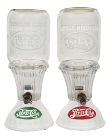 COLLECTION OF 2 RED AND GREEN PEPSI-COLA SYRUP DISPENSERS