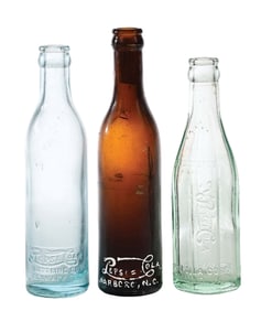 COLLECTION OF 3 PEPSI-COLA GLASS BOTTLES