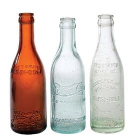 COLLECTION OF 3 PEPSI-COLA GLASS BOTTLES