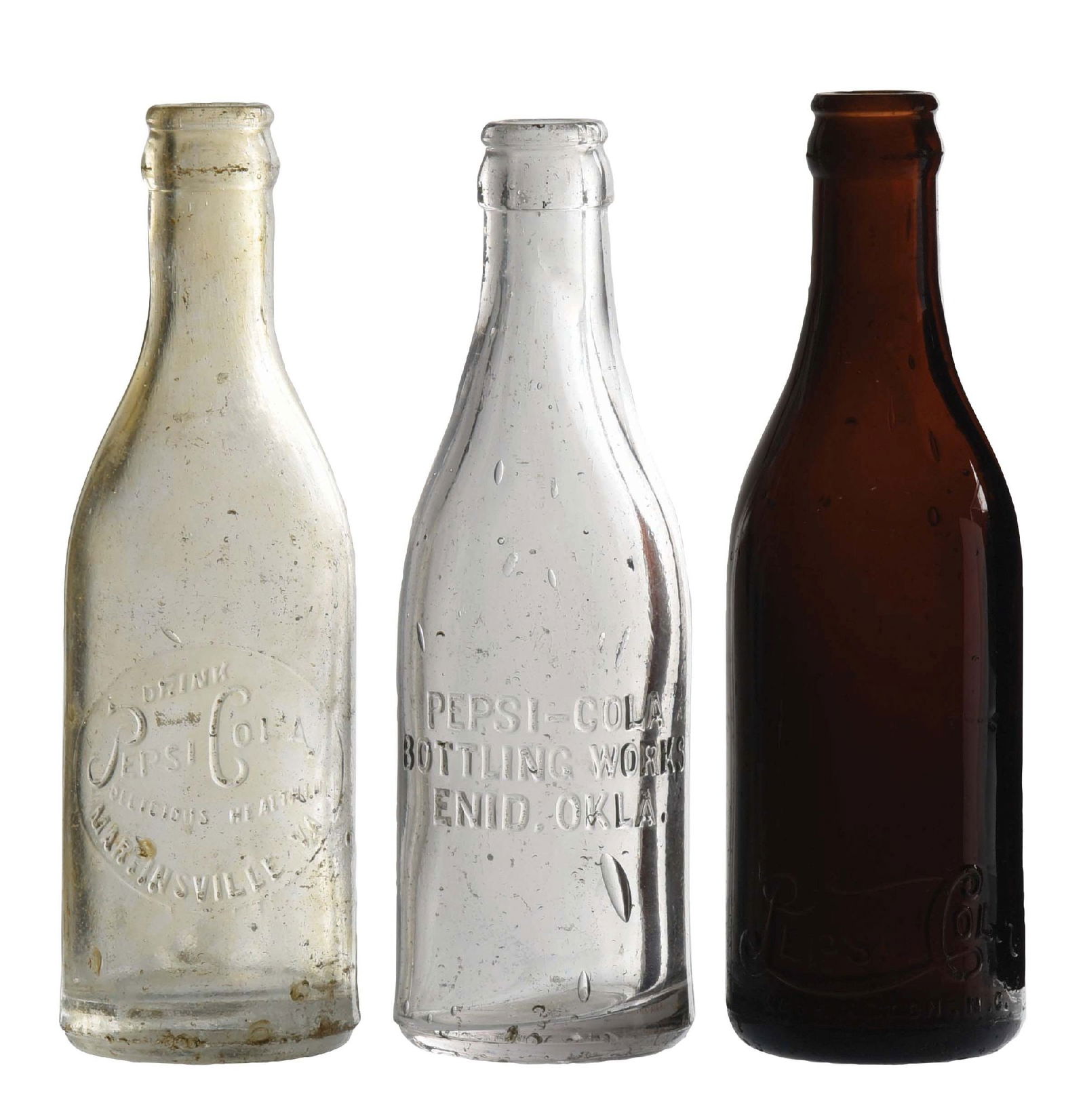 COLLECTION OF 3 PEPSI-COLA GLASS BOTTLES (1 of 9)
