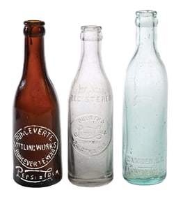 COLLECTION OF 3 PEPSI-COLA GLASS BOTTLES