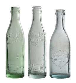 COLLECTION OF 3 PEPSI-COLA GLASS BOTTLES