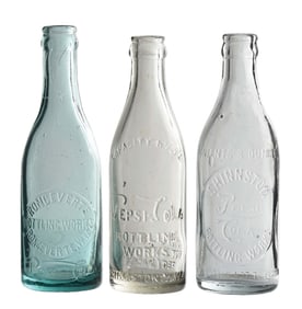 COLLECTION OF 3 PEPSI-COLA GLASS BOTTLES