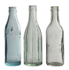 COLLECTION OF 3 PEPSI-COLA GLASS BOTTLES