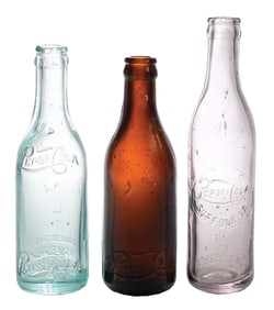 COLLECTION OF 3 PEPSI-COLA GLASS BOTTLES