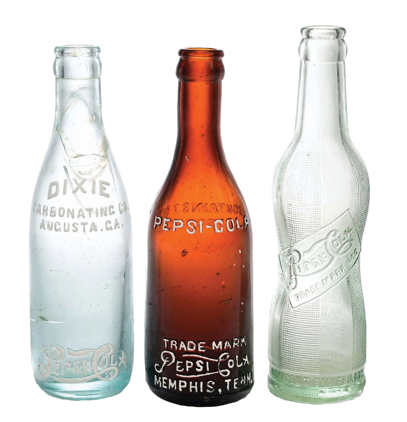 COLLECTION OF 3 PEPSI-COLA GLASS BOTTLES (1 of 9)
