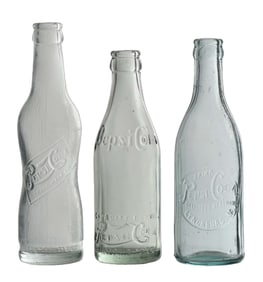 COLLECTION OF 3 PEPSI-COLA GLASS BOTTLES