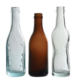 COLLECTION OF 3 PEPSI-COLA GLASS BOTTLES