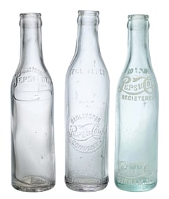 COLLECTION OF 3 PEPSI-COLA GLASS BOTTLES