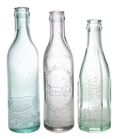 COLLECTION OF 3 PEPSI-COLA GLASS BOTTLES