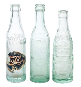 COLLECTION OF 3 PEPSI-COLA GLASS BOTTLES