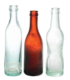 COLLECTION OF 3 PEPSI-COLA GLASS BOTTLES