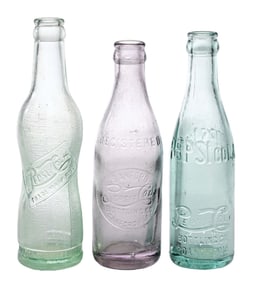 COLLECTION OF 3 PEPSI-COLA GLASS BOTTLES